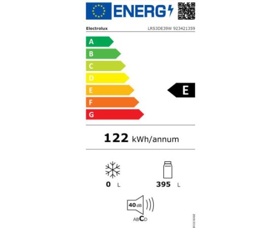 Electrolux LRS3DE39W Ledusskapis 186cm