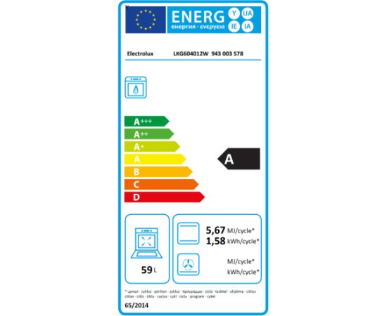 Electrolux LKG604012W Gāzes plīts 60cm