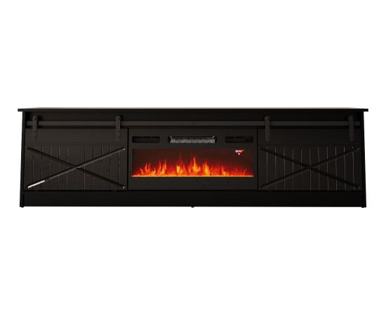 Cama Meble RTV GRANERO + fireplace cabinet 200x56.7x35 black/black gloss