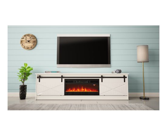 Cama Meble RTV GRANERO + fireplace cabinet 200x56.7x35 white/gloss white