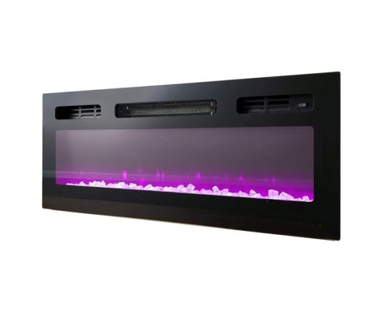 Cama Meble RTV EVA cabinet with electric fireplace 180x40x52 cm black/gloss black