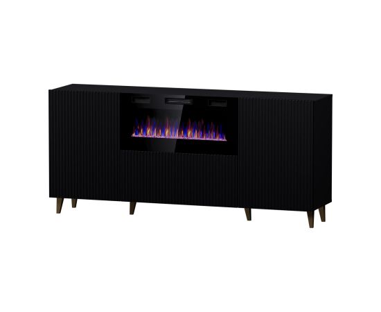 Cama Meble PAFOS chest of drawers with electric fireplace 180x42x82 cm matte black