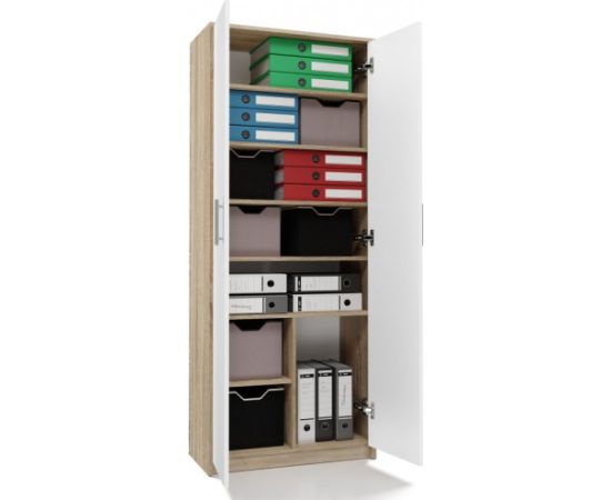 Top E Shop Filing cabinet OLIV 2D 74x35x180 cm, Sonoma/White