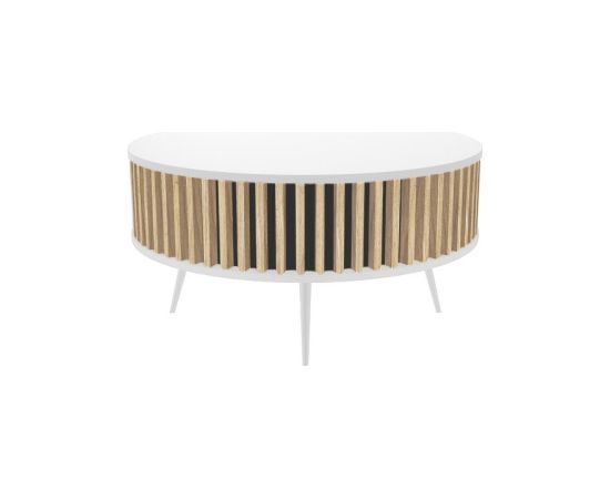 Top E Shop Table RONDA 90 white, slatted oak