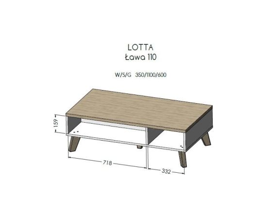 Cama Meble Cama LOTTA 110 coffee table wotan oak/mat black