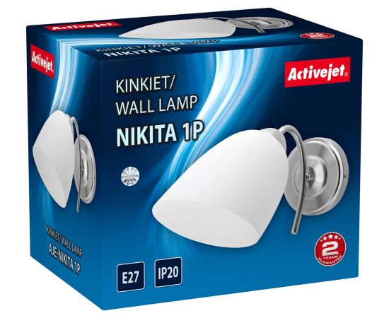 Classic single wall lamp Activejet NIKITA nickel E27 for the living room