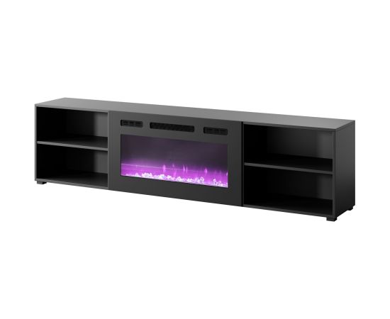 Cama Meble RTV cabinet POLO 200x33x50.5 black + fireplace black