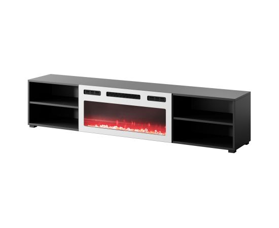 Cama Meble RTV cabinet POLO 180x33x39 black + fireplace white