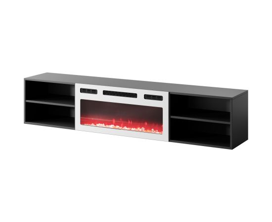 Cama Meble RTV cabinet POLO 180x33x39 black + fireplace white