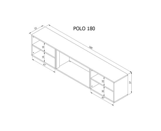 Cama Meble RTV cabinet POLO 180x33x39 black + fireplace white