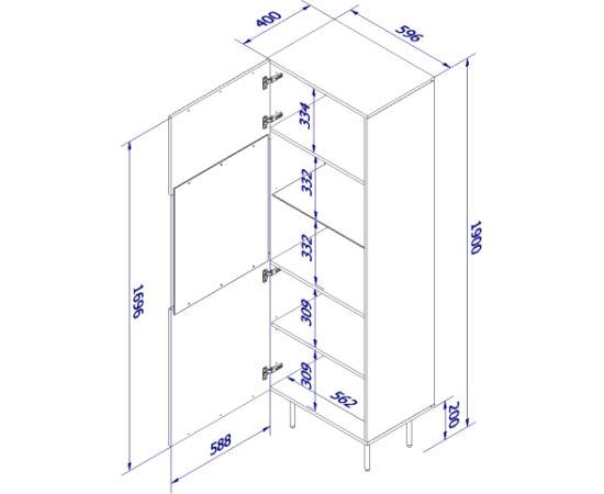 Cama Meble Display case PALAZZO 60x42x190 black + oak craft