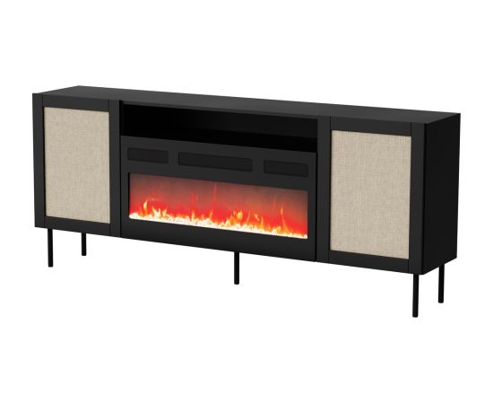 Cama Meble JUTA EF chest of drawers + electric fireplace 202x39.5x85 black + linol calabria