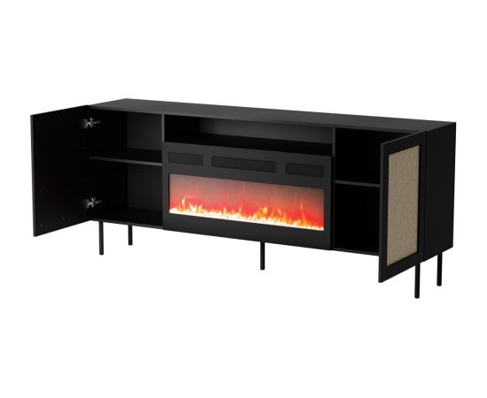 Cama Meble JUTA EF chest of drawers + electric fireplace 202x39.5x85 black + linol calabria