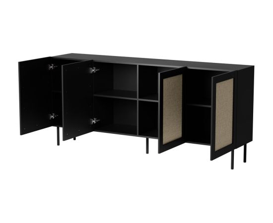 Cama Meble JUTA 4D chest of drawers 4D 200x39,5x90 black + linol calabria