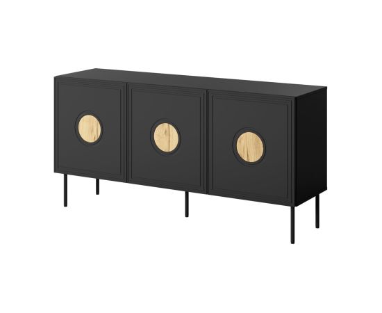 Cama Meble PALAZZO chest of drawers 150x42x75 black + oak craft