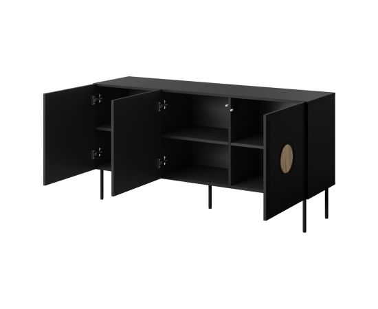 Cama Meble PALAZZO chest of drawers 150x42x75 black + oak craft