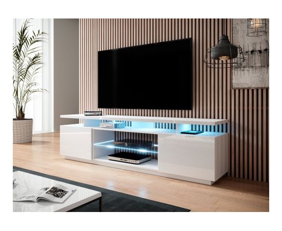 Cama Meble RTV cabinet EVA 180x40x56 white/white glossy