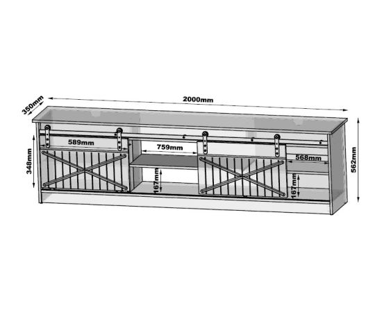 Cama Meble RTV GRANERO cabinet 200x56.7x35 oak wotan