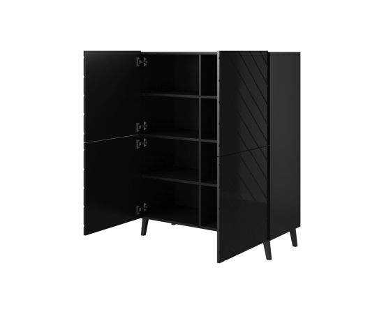 Cama Meble Shelving unit ABETO 100.5 x 40 x 121.5 cm black/gloss black