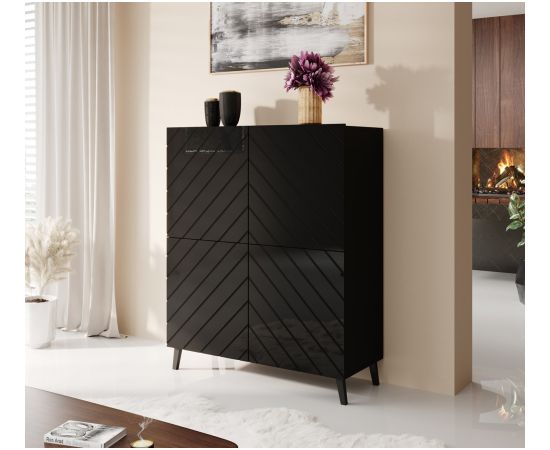 Cama Meble Shelving unit ABETO 100.5 x 40 x 121.5 cm black/gloss black