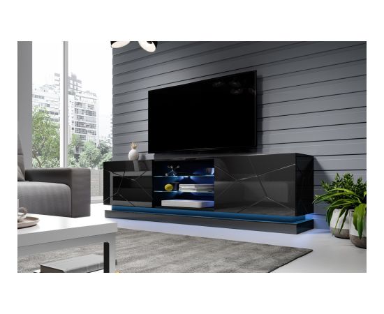 Cama Meble Cama TV cabinet QIU 200 MDF black gloss/black gloss