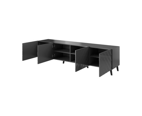 Cama Meble RTV cabinet ABETO 200x42x52 graphite/gloss