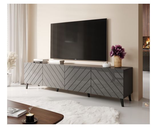 Cama Meble RTV cabinet ABETO 200x42x52 graphite/gloss