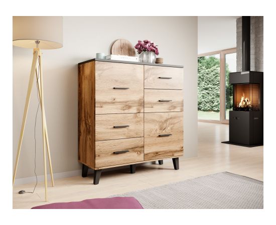 Cama Meble Cama sideboard LOTTA 110 2D4S wotan oak/mat black