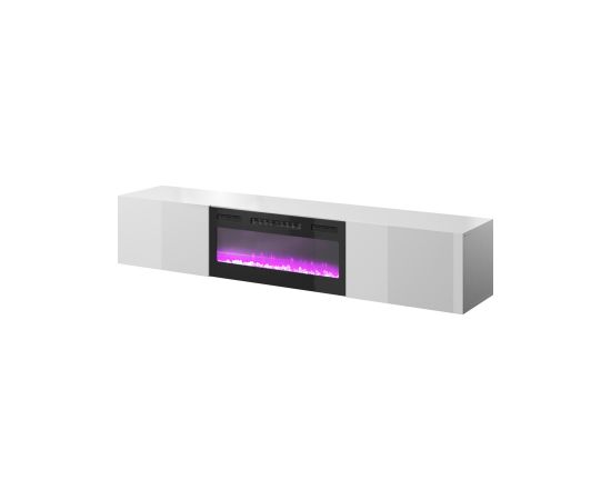 Cama Meble RTV cabinet SLIDE 200K with electric fireplace 200x40x37 cm all in gloss white