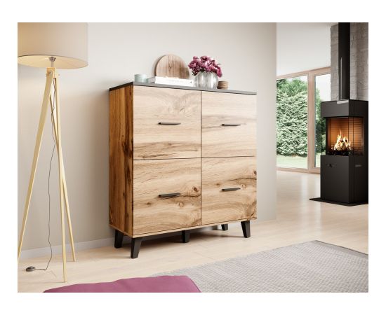 Cama Meble Cama sideboard LOTTA 110 4D wotan oak + mat black