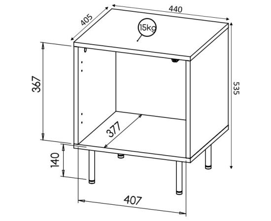 Cama Meble HOLE bedside table 2 pcs. 44x40.5x53.5 cm matte black