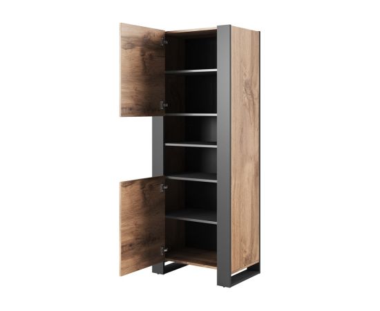 Cama Meble WOOD bookcase 65x40x170,5 oak wotan + anthracite