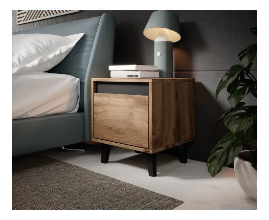 Cama Meble NORD bedside table 2 pcs. 40x38x45 cm oak wotan/anthracite