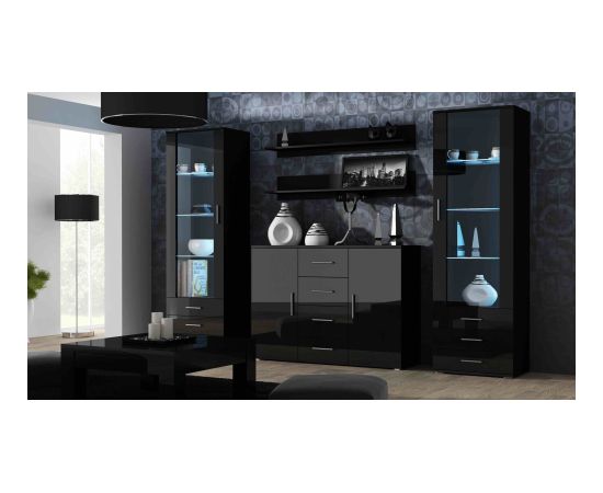 Cama Meble Cama living room sideboard UNI NIGHT black/black gloss