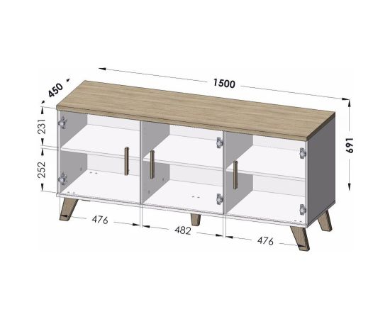 Cama Meble Cama sideboard LOTTA 150 3D wotan oak + mat black