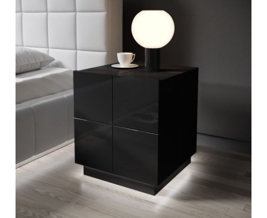 Cama Meble Cama bedside table REJA black gloss/black gloss