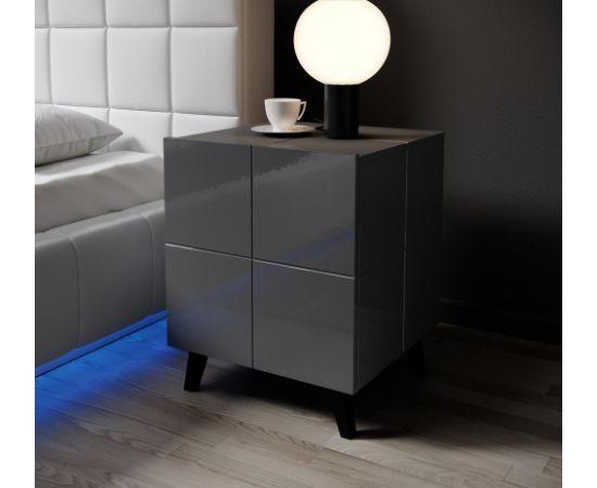 Cama Meble Cama bedside table REJA graphite grey gloss/graphite grey gloss