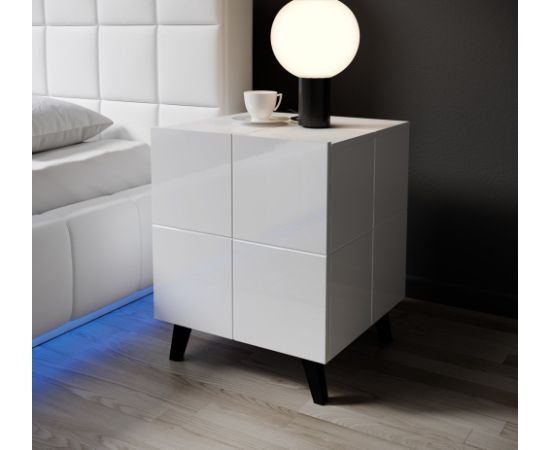 Cama Meble Cama bedside table REJA white gloss/white gloss