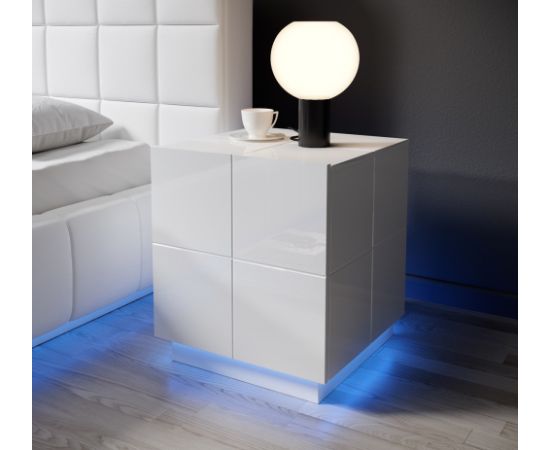 Cama Meble Cama bedside table REJA white gloss/white gloss