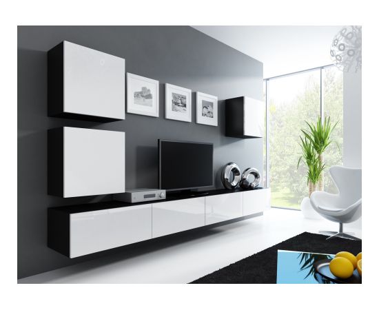 Cama Meble Cama TV Stand VIGO '180' 30/180/40 black/white gloss