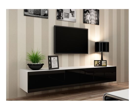 Cama Meble Cama TV Stand VIGO '180' 30/180/40 white/black gloss