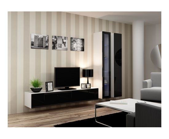 Cama Meble Cama TV Stand VIGO '180' 30/180/40 white/black gloss