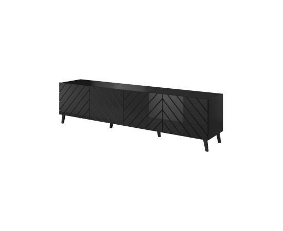 Cama Meble RTV cabinet ABETO 200x42x52 black glossy