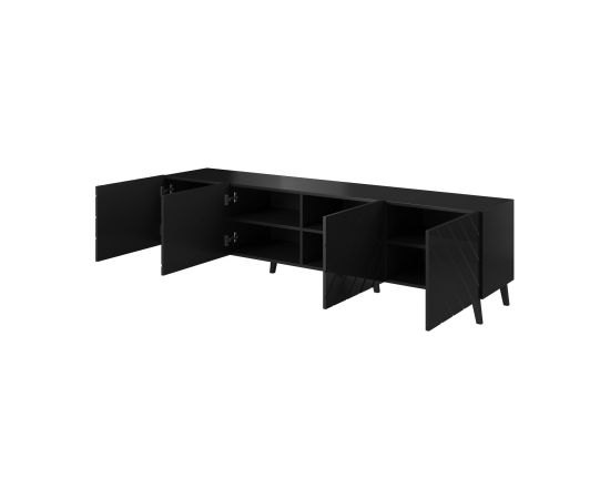 Cama Meble RTV cabinet ABETO 200x42x52 black glossy