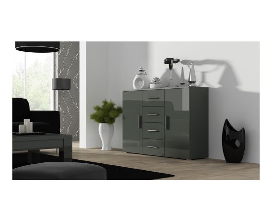 Cama Meble Cama living room sideboard UNi grey/grey gloss