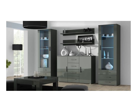 Cama Meble Cama living room sideboard UNi grey/grey gloss