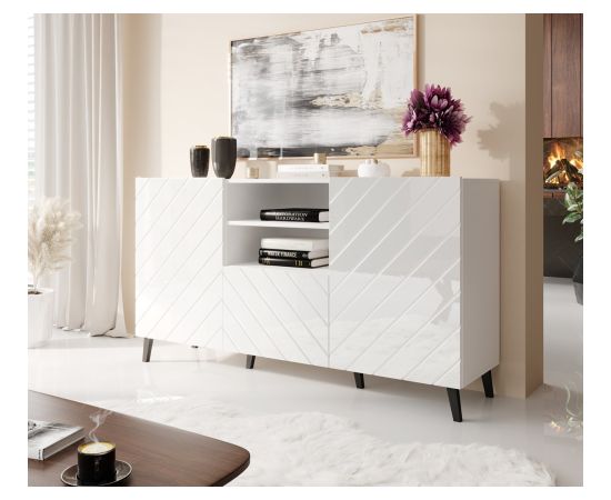 Cama Meble ABETO chest of drawers 150x42x82 white glossy