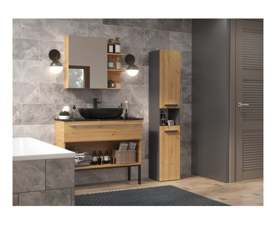 Top E Shop Topeshop NEL I ANT/ART bathroom storage cabinet Graphite, Oak