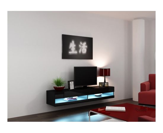 Cama Meble Cama TV stand VIGO NEW 30/180/40 black/black gloss