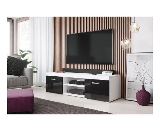 Cama Meble Cama TV stand 140 SAMBA white/black gloss